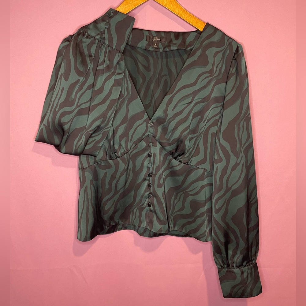 JCrew Deep V Blouse - 8